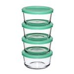 8-Piece Glass Food Storage Containers with Mint Lids