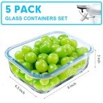 5 Pack 36 OZ Airtight Glass Meal Prep Containers