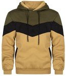 Men's Color Block Hooded Sweatshirt - Green & Khaki