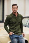 Men's Slim Fit Button Down Henley Sweatshirt