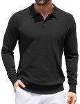 COOFANDY Men's Casual Quarter Neck Long Sleeve Polo