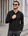 COOFANDY Men's Casual Quarter Neck Long Sleeve Polo