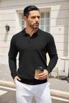 COOFANDY Men's Casual Quarter Neck Long Sleeve Polo