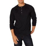Men's Slim-Fit Long-Sleeve Henley Shirt - Black