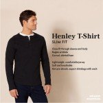 Men's Slim-Fit Long-Sleeve Henley Shirt - Black