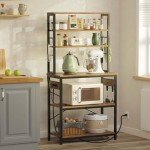 Rolanstar Rustic Baker's Rack with Power Outlet