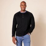 Men's Slim-Fit Long-Sleeve Henley Shirt - Black