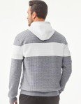 Men's Waffle Hooded Sweatshirt with Pocket - Light Grey
