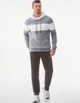Men's Waffle Hooded Sweatshirt with Pocket - Light Grey