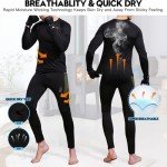 Men's Fleece Lined Thermal Underwear Set - Black