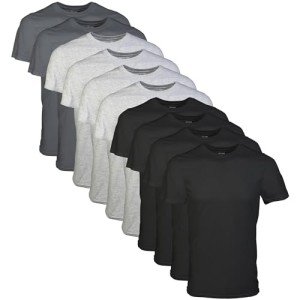 Gildan Men's Crew T-Shirts 10-Pack - Black/Grey