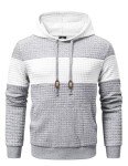 Men's Waffle Hooded Sweatshirt with Pocket - Light Grey