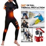 Men's Fleece Lined Thermal Underwear Set - Black