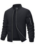 Men's Lightweight Black Bomber and Varsity Jacket