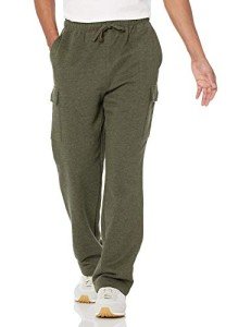 Men's Olive Cargo Fleece Sweatpants, Large