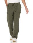 Men's Olive Cargo Fleece Sweatpants, Large