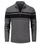Men's Quarter Zip Pullover Sweater - Dark Grey