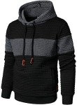 Men's Long Sleeve Plaid Hooded Sweatshirt - Dark Grey