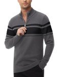 Men's Quarter Zip Pullover Sweater - Dark Grey