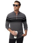 Men's Quarter Zip Pullover Sweater - Dark Grey