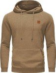 Men's Khaki Quilted Hoodie with Drawstring