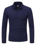 HMIYA Men's Long Sleeve Polo Shirt - Navy