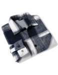 Men's Navy Blue Flannel Plaid Shirt Jacket