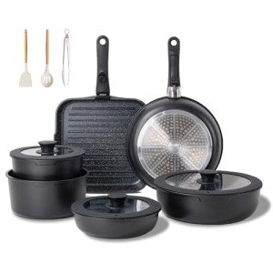 25-Piece Non-Stick Cookware Set with Removable Handle