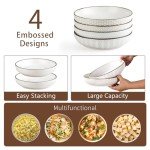 Ceramic Pasta Bowl Set - 4 Large Bowls