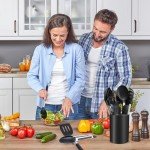 Silicone Cooking Utensil Set with Stainless Steel Handles