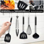 Silicone Cooking Utensil Set with Stainless Steel Handles