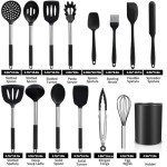 Silicone Cooking Utensil Set with Stainless Steel Handles
