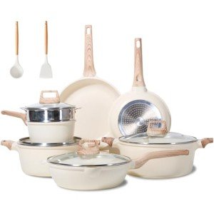 18-Piece Nonstick Cookware Set - Beige
