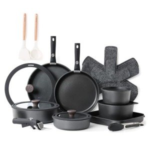 24-Piece Nonstick Cookware Set with Removable Handles