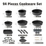 24-Piece Nonstick Cookware Set with Removable Handles