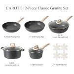 Carote Nonstick Pots and Pans Set, Black Granite