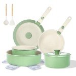 16-Piece Non-Stick Ceramic Cookware Set, Green