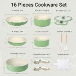 16-Piece Non-Stick Ceramic Cookware Set, Green