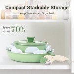 16-Piece Non-Stick Ceramic Cookware Set, Green