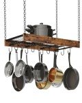 Vintage Ceiling-Mounted Pot Rack with Hooks