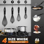 Walfos Silicone Whisk Set - 4 Sizes Included