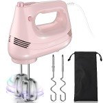 Pink Handheld Mixer for Baking and Blending