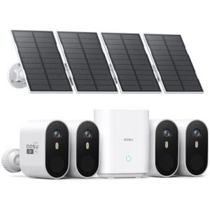 AOSU 2K Solar-Powered Outdoor WiFi Camera Kit