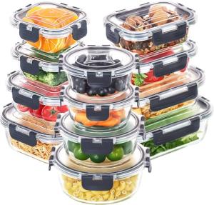 12 Pack Airtight Glass Food Storage Containers