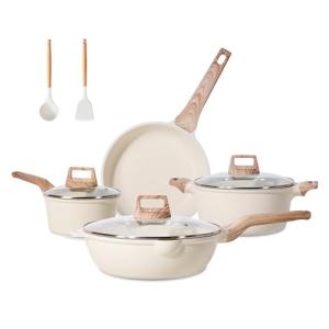 White Granite Non-Stick Cookware Set, 14 Pieces
