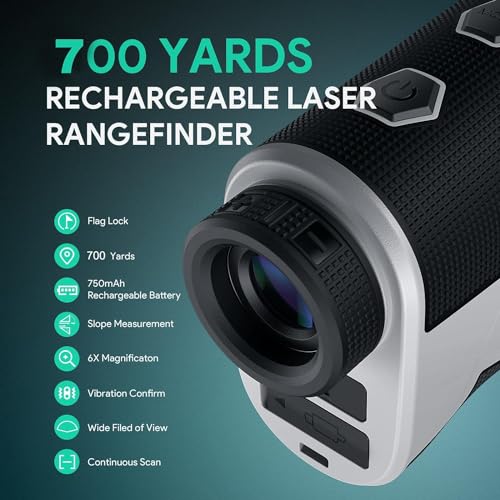Slope-Adjustable Golf Rangefinder, 1000 Yards, USB Rechargeable