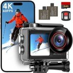 4K Action Camera with LCD, 5X Zoom, Waterproof