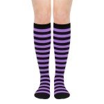 Black and Purple Striped Knee High Athletic Socks