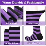 Black and Purple Striped Knee High Athletic Socks