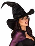 Large Ruffled Black Witch Hat Costume Accessory